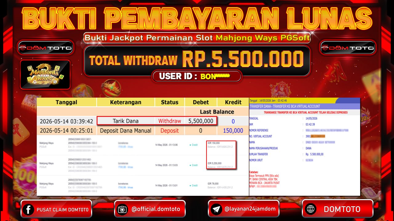 JACKPOT SLOT Mahjong Ways PGSoft 14 MAY 2026